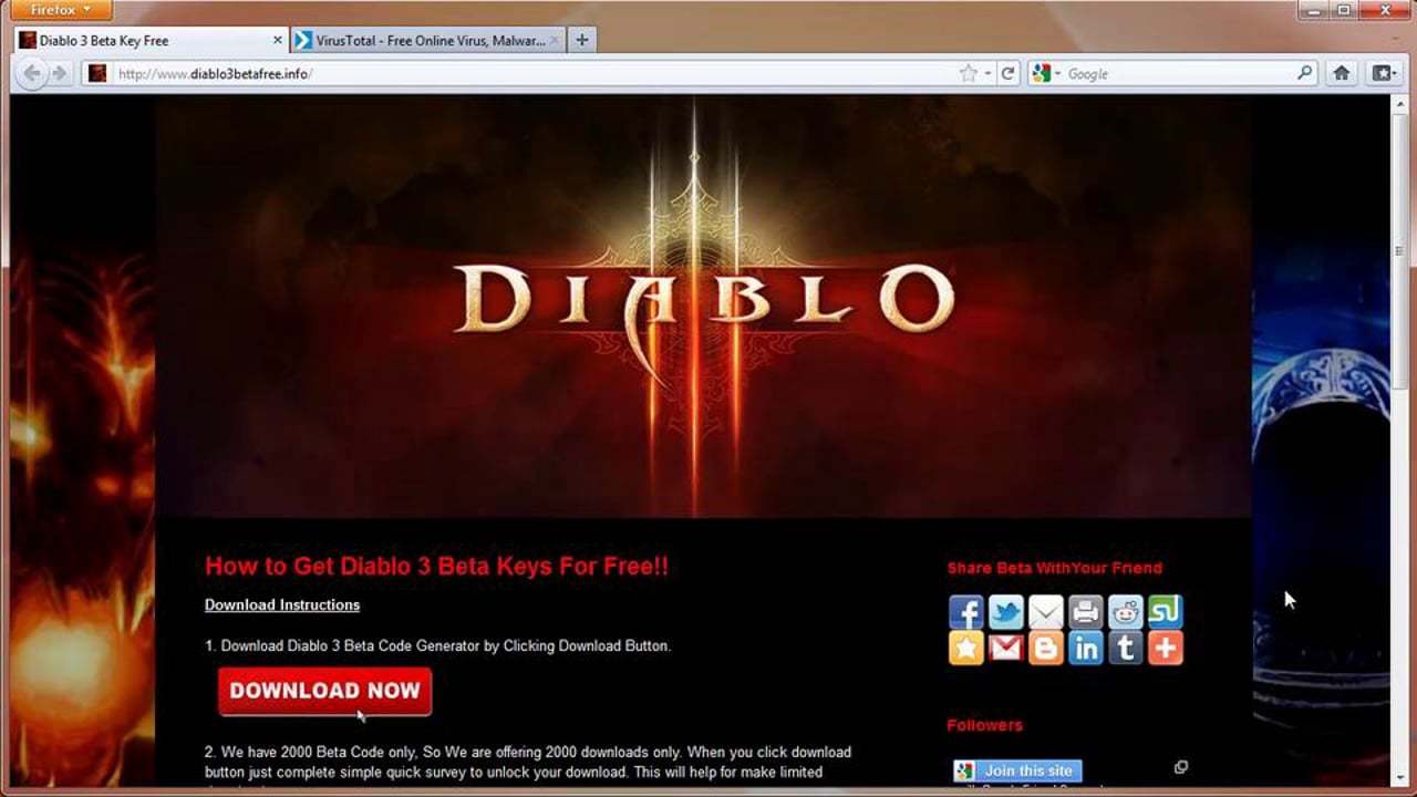 Diablo 3 beta key free